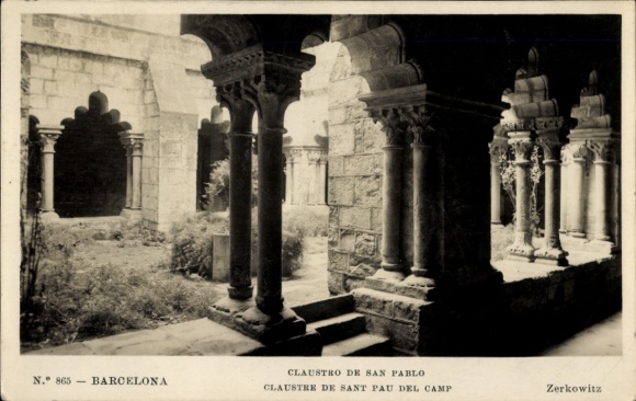 Barcelona, Cataluña, España, claustro, columnas, arquitectura, Zerkowitz