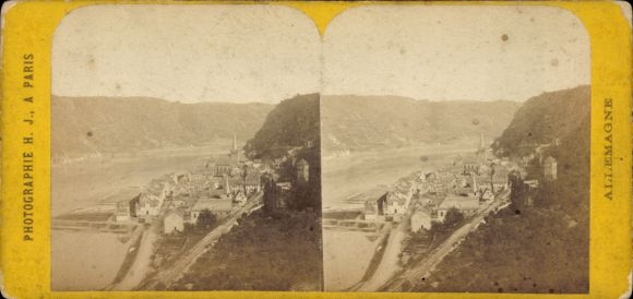Fotografía estereoscópica de St. Goar am Rhein, vista general, Rheinfels