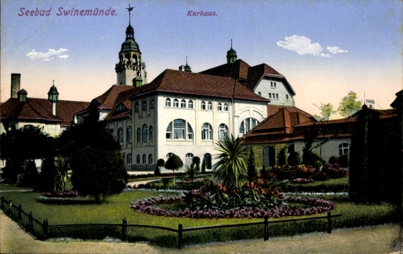 TP Świnoujście Swinemünde Pomerania, balneario balneario, jardines, arquitectura