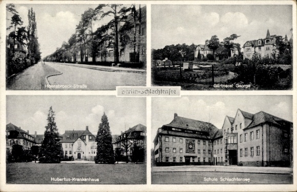TP Berlin Zehlendorf, hospital, escuela Schlachtensee, guardería George, calle Hoensbroeck