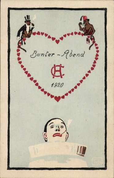 Artista TP Tarde colorida 1920, Pierrot, dos monos humanizados, cigarrillo