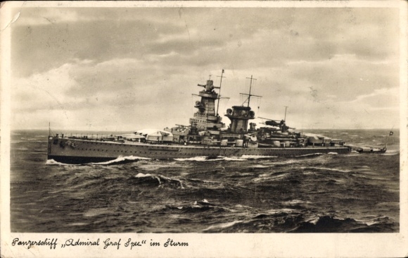 Buque de guerra alemán, Admiral Graf Spee, buque blindado en una tormenta, Kriegsmarine