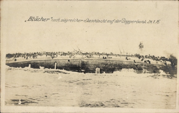 TP Blücher después de la victoriosa batalla naval de Dogger Bank en 1916