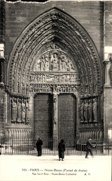 CPA Paris IV Isla de la Cité, Catedral de Notre-Dame, Portal derecho