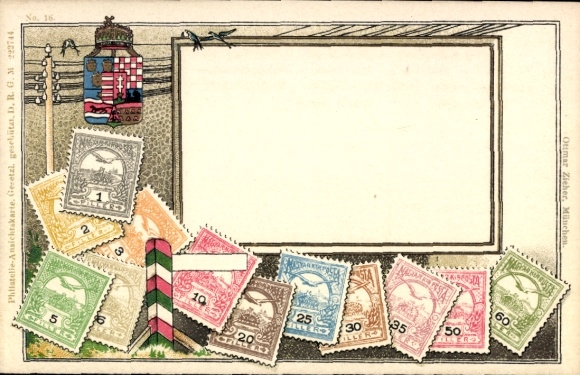 Sellos postales TP Hungría, escudo de armas